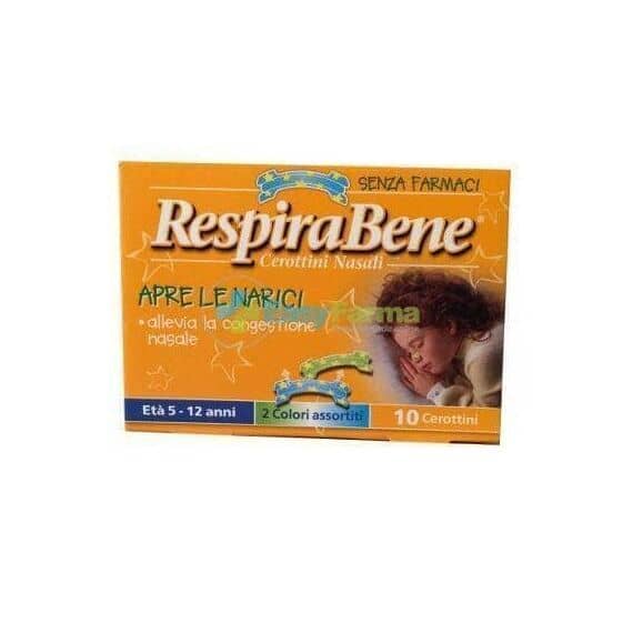 Respira Bene Cerottini Nasali Bambini da 5 a 12 Anni 10 Pezzi | Acquista Online su Farmaclick
