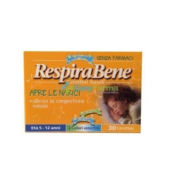 Respira Bene Cerottini Nasali Bambini da 5 a 12 Anni 30 Pezzi | Acquista Online su Farmaclick