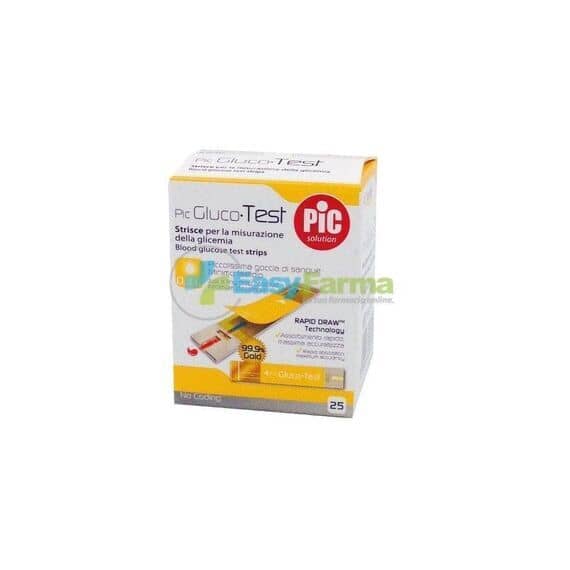 Pic Gluco Test Strisce per la Misurazione della Glicemia 25 Pz | Acquista Online su Farmaclick