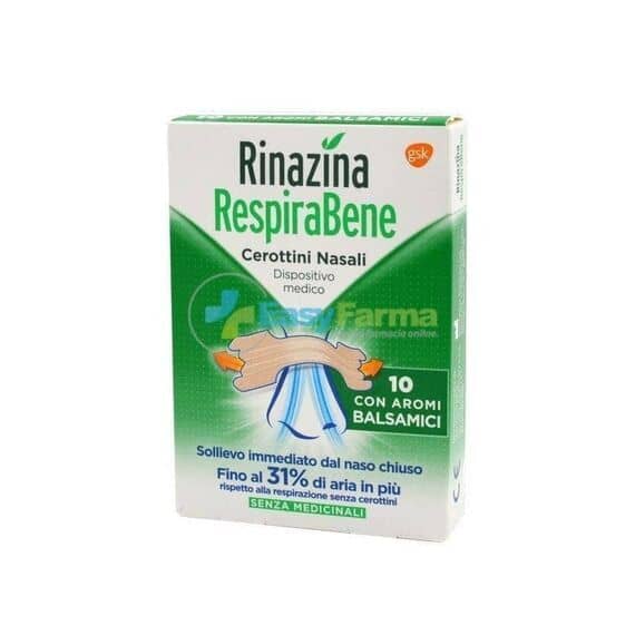 Rinazina Respira Bene 10 Cerottini Nasali con Aromi Balsamici | Acquista Online su Farmaclick