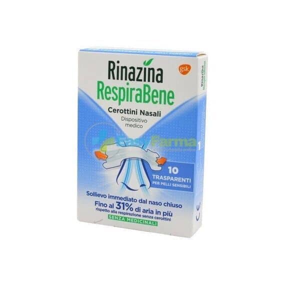 Rinazina Respira Bene 10 Cerottini Nasali Trasparenti per Pelli Sensibili | Acquista Online su Farmaclick