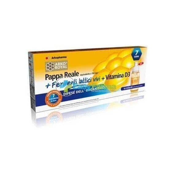 Arkopharma Arko Royal Pappa Reale + Fermenti Lattici Vivi + Vitamina D3 7 Flaconcini | Acquista Online su Farmaclick