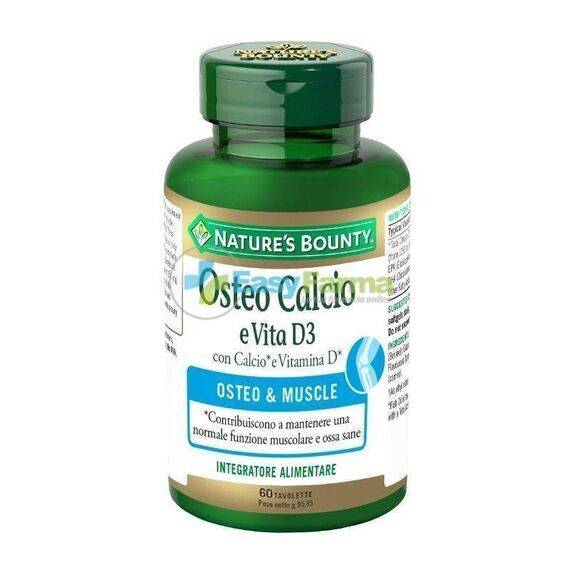 Nature's Bounty Osteo Calcio e Vita D3 Integratore Alimentare per Ossa e Funzione Muscolare 60 Tavolette | Acquista Online su Farmaclick