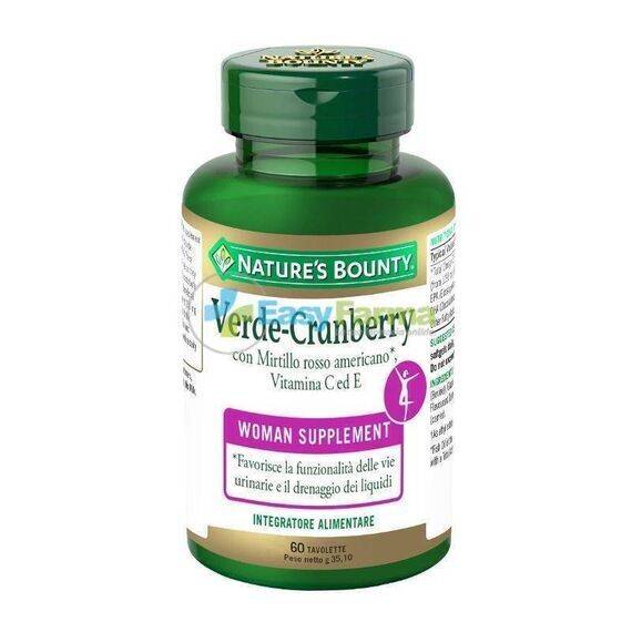 Nature's Bounty Verde Cranberry Integratore per Vie Urinarie e Drenaggio dei Liquidi 60 Tavolette | Acquista Online su Farmaclick