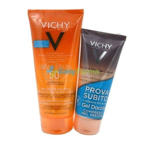 Vichy Ideal Soleil Spf 50 Gel Latte Ultra Fondente 200 Ml + Gel Crema Doccia Spa 100ml in Omaggio | Acquista Online su Farmaclick