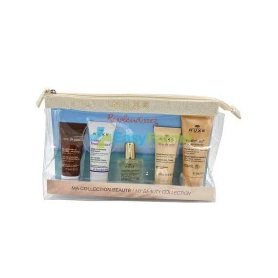 Nuxe Resplendissez Kit Viaggio Gel Detergente + Crema Idratante + Olio Secco + Crema Mani + Olio Doccia con Trousse Beige | Acquista Online su Farmaclick