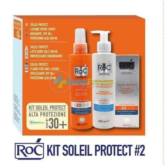 Roc Kit Soleil Protect Alta Protezione Spf 30 + Lozione Spray Idratante 200 Ml + Fluido Viso Anti Lucido 50 Ml + Latte Doposole 200 Ml | Acquista Online su Farmaclick