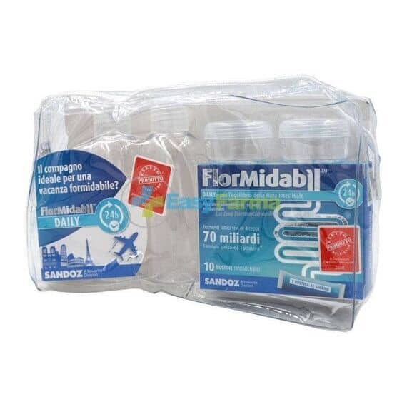 Flormidabil Daily 70 Miliardi Integratore Alimentare di Fermenti Lattici 10 Bustine Orosolubili con Kit Viaggio | Acquista Online su Farmaclick