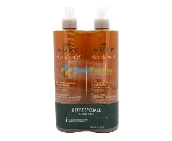 Nuxe Reve De Miel Gel Detergente Surgrassante Viso E Corpo 2X400 Ml Offerta Speciale