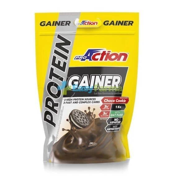 Proaction Protein Gainer Integratore di Proteine Carboidrati Creatina Glutammina e Vitamine Gusto Ciocco Biscotto 2000 G | Acquista Online su Farmaclick