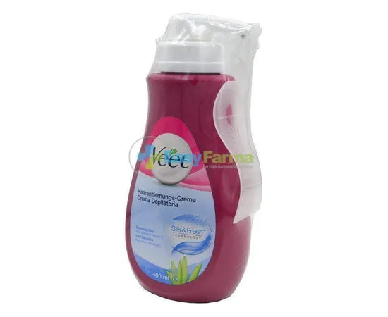 Veet Silk & Fresh Technologie Enthaarungscreme für empfindliche Haut 400 ml mit Spatel