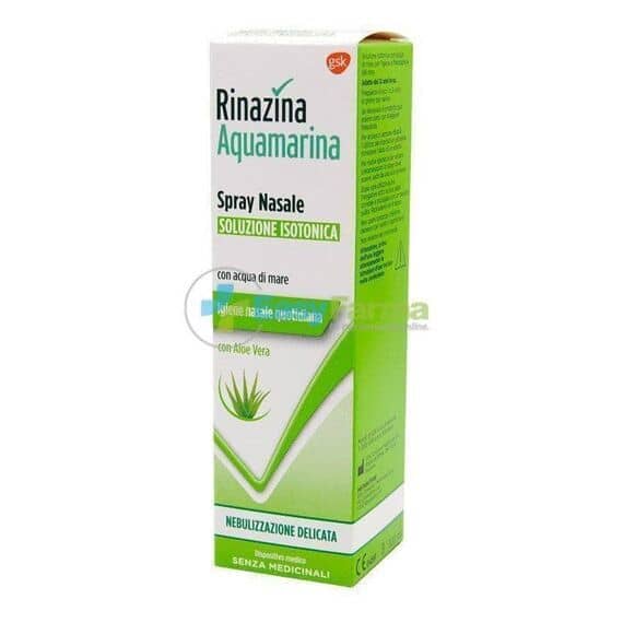 Rinazina Aquamarina Spray Nasale Soluzione Isotonica con Aloe Vera 100 Ml Nebulizzazione Delicata | Acquista Online su Farmaclick